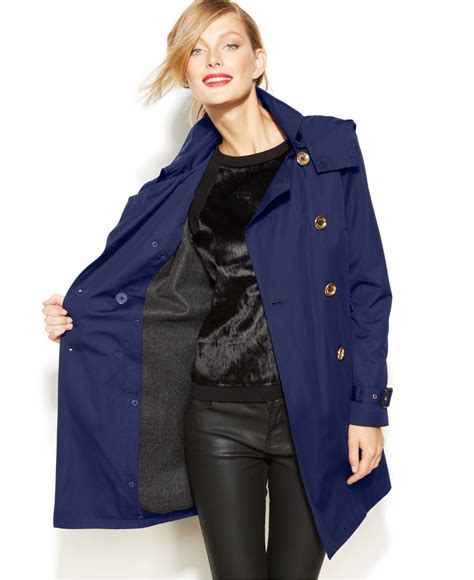 michael kors trench coat blue|Michael Kors belted trench coats.